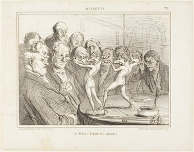 De Azteken voor de wetenschappers, plaat 211 uit Actualités door Honoré Victorin Daumier