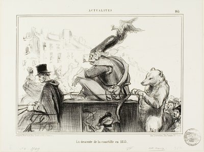 De afdaling van de Courtille in 1855, plaat 165 uit Actualités door Honoré Victorin Daumier