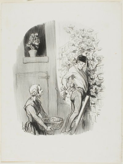 De druivenverzamelaar, van Les Bons Bourgeois door Honoré Victorin Daumier