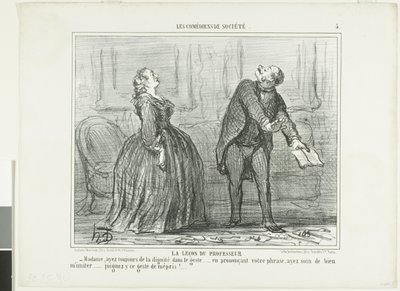 De les van de professor, plaat vijf uit Les Comédiens de Société door Honoré Victorin Daumier