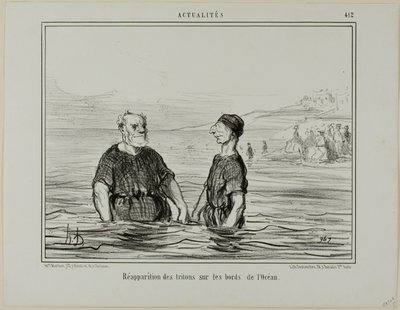De wederverschijning van de zeetrritonen, plaat 412 uit Actualités door Honoré Victorin Daumier