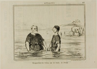 De wederverschijning van de zeetrritonen, plaat 412 uit Actualités door Honoré Victorin Daumier