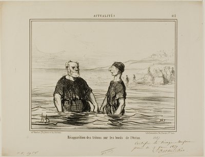 De wederverschijning van de zeetrritonen, plaat 412 uit Actualités door Honoré Victorin Daumier