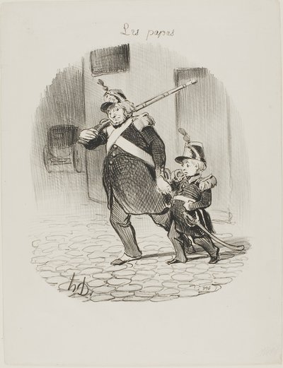 De dag van de grote parade, plaat 6 van Les Papas door Honoré Victorin Daumier