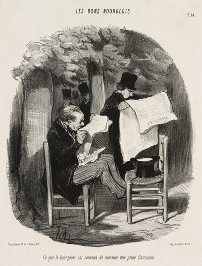 This is What a Bourgeois Considers a Small Distraction, plaat 14 van Les Bons Bourgeois door Honoré Victorin Daumier