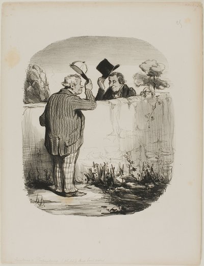 Twee goede buren, plaat 25 van Locataires Et Propriétaires door Honoré Victorin Daumier