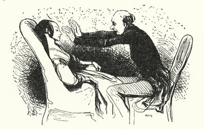 De hypnotiseur door Honore (after) Daumier