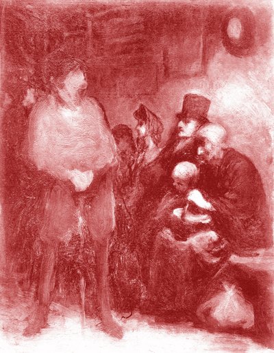 Een wachtkamer, Tentoonstelling Daumier in Galerie Durand-Ruel in 1878 door Honoré Daumier