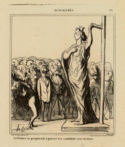 Actualiteiten nr. 73: Frankrijk dat zich voorbereidt zijn kandidaten onder de meetlat te plaatsen door Honoré Daumier