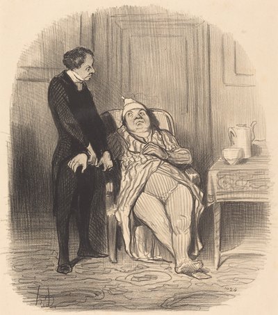 Ah! dokter... ik denk... dat ik tuberculose heb! door Honoré Daumier