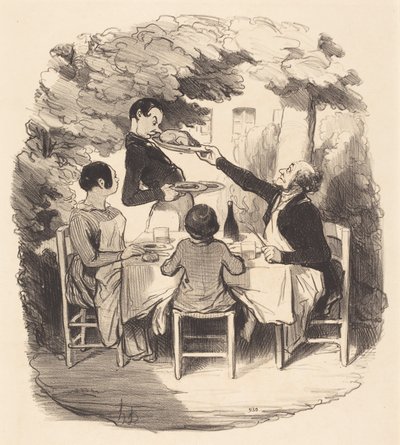 Ah! het is vers... maar hou eens jongen... door Honoré Daumier
