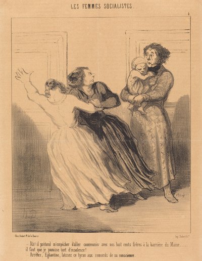 Ach! Hij wil me verhinderen te gaan... door Honoré Daumier