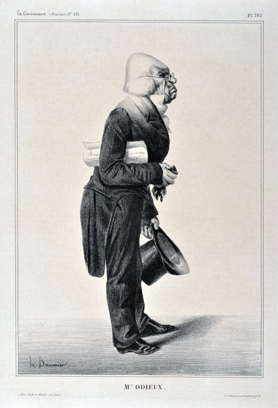 Kunstwerk door Honore Daumier (1808-1879). Charivari dateert uit 1833: Serie Celebrites de la Caricature M. Odieux MUSEE DES BEAUX ARTS - PALAIS LONGCHAMP, MARSEILLE door Honoré Daumier