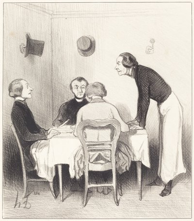 Wortel van het restaurant door Honoré Daumier
