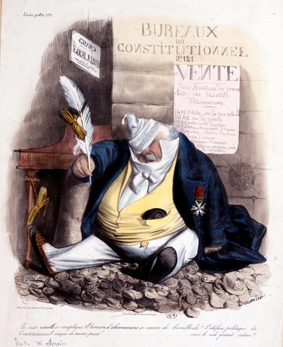 Cartoon door Daumier over Dr. Louis Desire Veron en de krant 