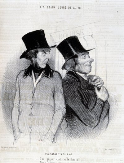 Cartoon over de beursstudenten - door Daumier, in "Charivari" van 16/04/1844 door Honoré Daumier