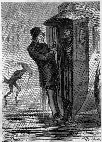 Compleet!!! Cartoon door Honore Daumier. Gravure in 