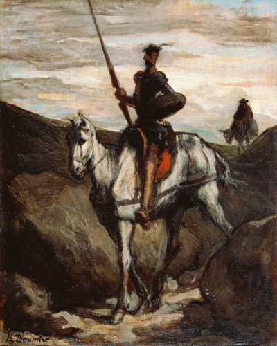 Don Quichot in de bergen door Honoré Daumier