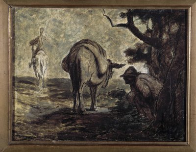 Don Quichot en Sancho Panza. Illustratie uit de roman van Miguel Cervantes Don Quichot de la Mancha. Schilderij door Honore Daumier. Musee des Beaux Arts, Palais Longchamp door Honoré Daumier