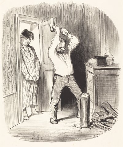 Is het God toegestaan... hout te kloven... door Honoré Daumier