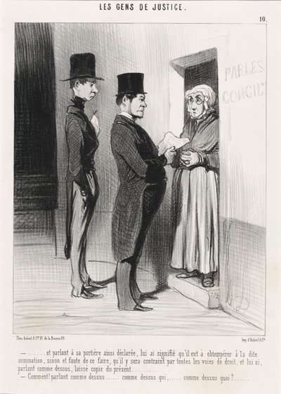 En sprekend met zijn aldus verklaarde conciërge... door Honoré Daumier