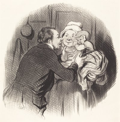 Het Bezoek aan de Voedster door Honoré Daumier