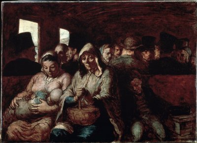 Le wagon de troisieme classe (Een Wagon van de Derde Klasse) Twee moeders van populaire sociale afkomst, in een trein met hun kinderen. Schilderij van Honore Daumier (1808-1879) 1862-1864 Museum of Fine Arts, Ottawa, Canada door Honoré Daumier