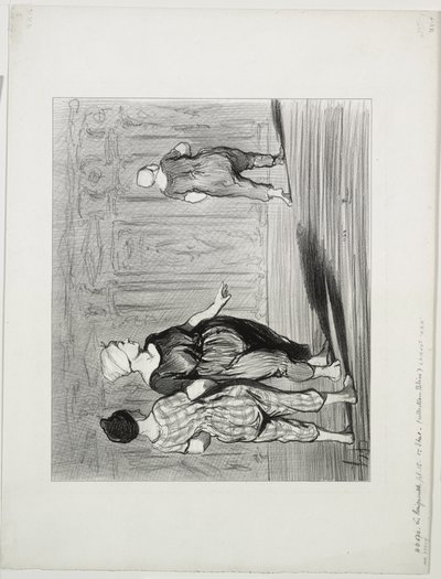 De Baders, plaat 15: Het is haar weer, een mooie mode, Madame Coquardeau! door Honoré Daumier