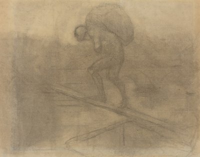 Man die een zak draagt door Honoré Daumier