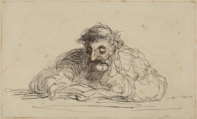 Lezende man door Honoré Daumier
