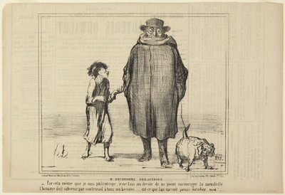 Mijnheer Prudhomme, filantroop, nummer 291 uit de serie Actualités van Le Charivari door Honoré Daumier