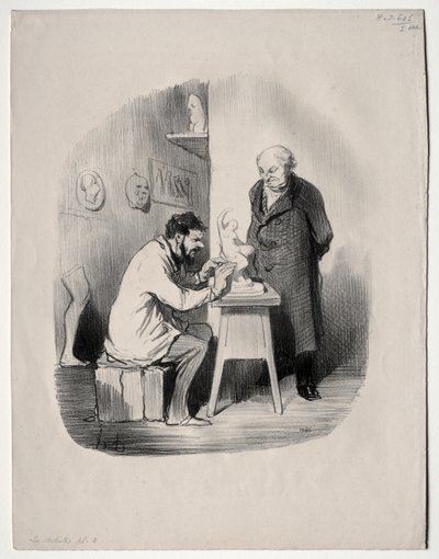 De Kunstenaars, plaat 2: Je moet me op deze manier een dag modelleren door Honoré Daumier