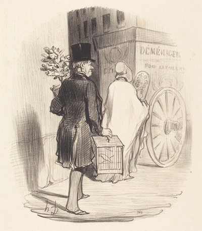 Parijzenaar die naar een andere wijk verhuist... door Honoré Daumier