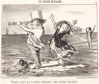 Parijzenaars verrast door het getij... door Honoré Daumier