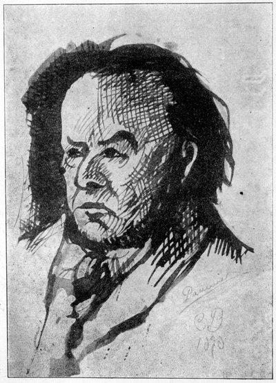Portret van Daumier door Charles Baudelaire in 1890: Het handgeschreven manuscript van Charles Baudelaire - Parijs, Auguste Blaizot door Honoré Daumier