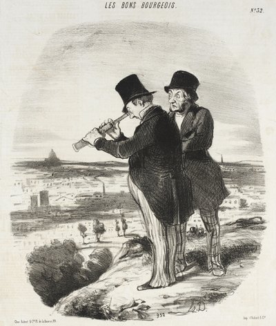 Voor een mooi uitzicht, hier is een mooi uitzicht! door Honoré Daumier