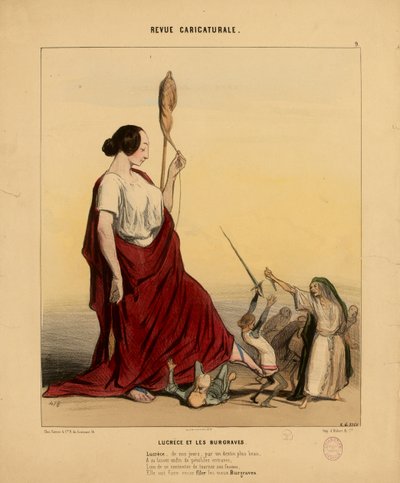 Karikaturale revue nr. 9: Lucretia en de burggrafen. Lucretia, in onze tijd, door een mooier lot... door Honoré Daumier