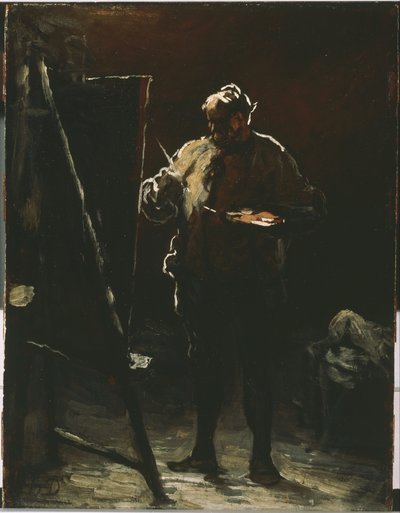 De schilder aan zijn ezel door Honoré Daumier