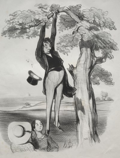 De Gevaren van het Te Hevig Schudden van een Pruimenboom (Wanneer Men een Volwassen Man is) door Honoré Daumier
