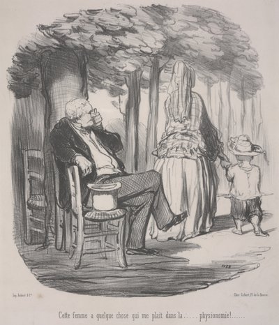 Deze vrouw heeft iets wat ik leuk vind... In haar algemene verschijning! door Honoré Daumier