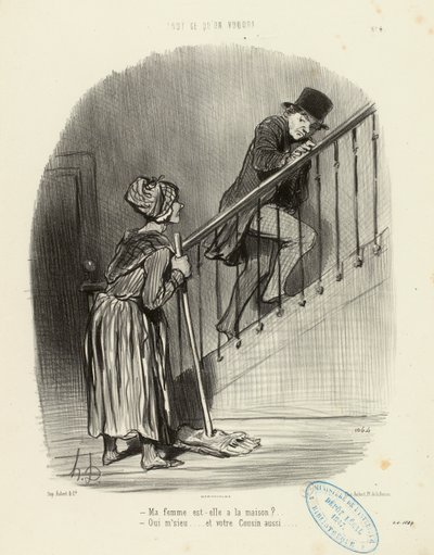 Alles wat men maar wil, nr. 4: Is mijn vrouw thuis? ... door Honoré Daumier