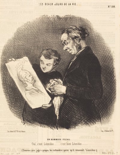 Een kinderlijke hulde door Honoré Daumier