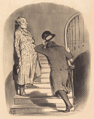 Een huurder die zijn huur stipt betaalt door Honoré Daumier
