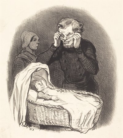 Een gelukkige vader door Honoré Daumier