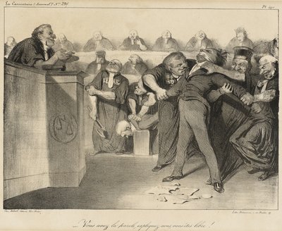 U hebt het woord, leg u uit, u bent vrij! door Honoré Daumier