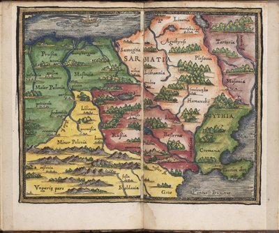 Kaart van Sarmatië Uit: Rudimenta Cosmographica, 1542 door Honterus