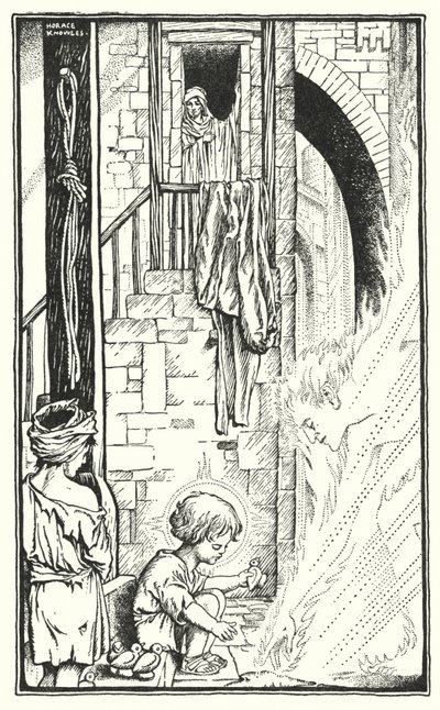 In Nazareth (litho) door Horace J. Knowles
