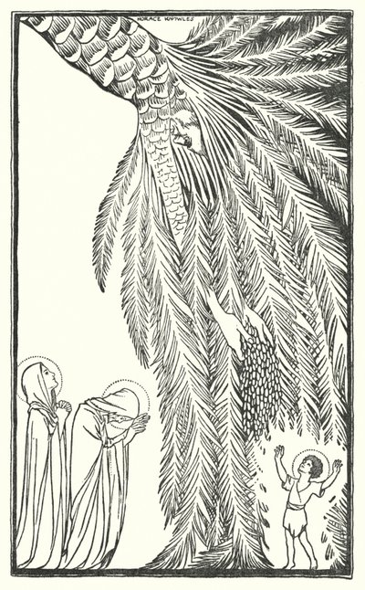 De vlucht naar Egypte (litho) door Horace J. Knowles