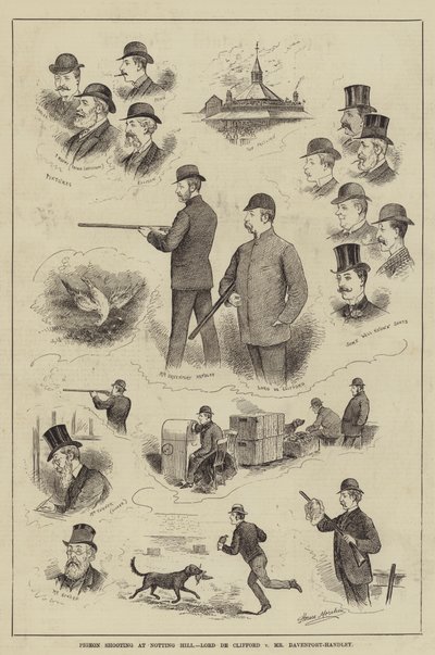 Duivenschieten in Notting Hill, Lord de Clifford tegen Mr Davenport-Handley door Horace Morehen