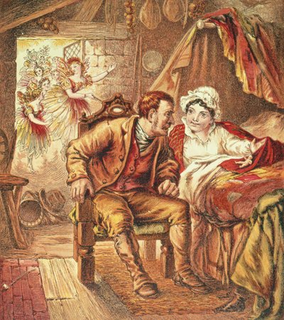 De Geboorte van Klein Duimpje, illustratie uit Ons Verpleegsters Prentenboek, gegraveerd door Kronheim & Co., 1869 door Horace Petherick